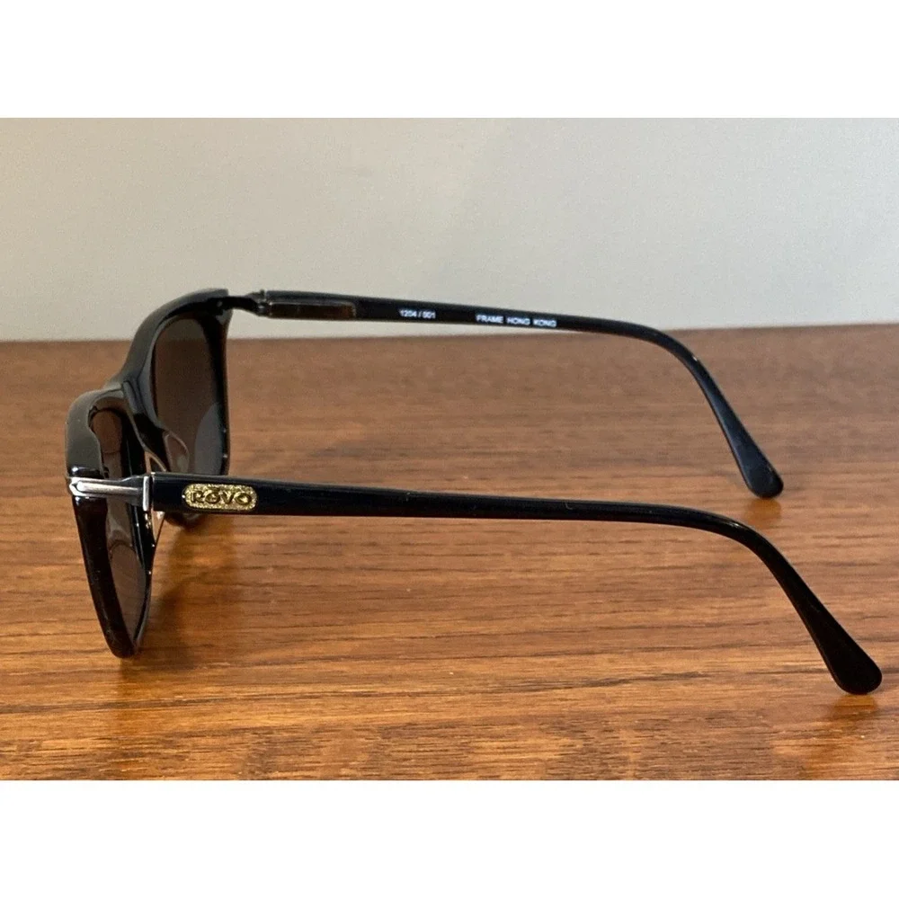 Vtg Original 1980s REVO 1204 Monterey Sunglasses Black Frame Grey Glass NASA LMS
